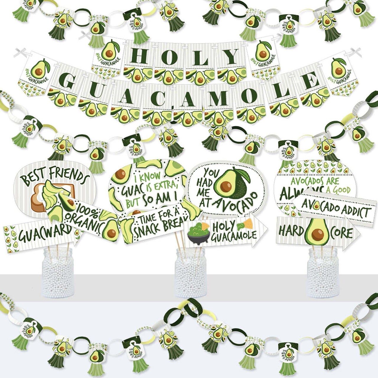 Big Dot of Happiness Hello Avocado - Banner and Photo Booth Decorations - Fiesta Party Supplies Kit - Doterrific Bundle